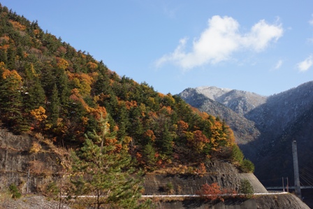 H251114紅葉と雪山