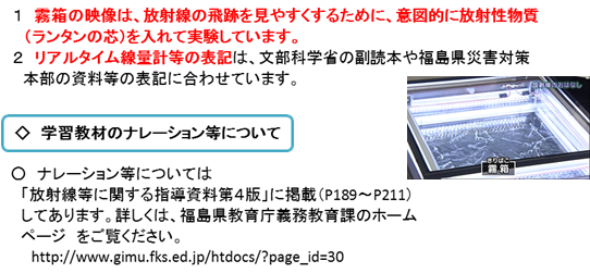 留意事項とナレーションについての文章