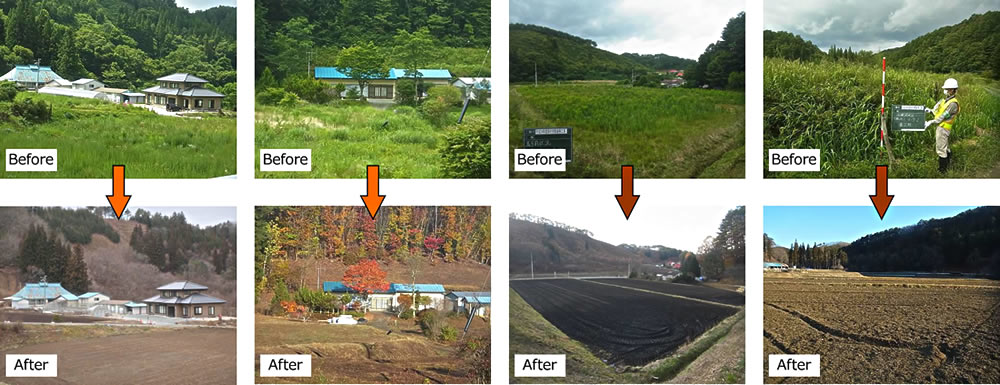 Image : Before & After the Decontamination Work in Tamura City