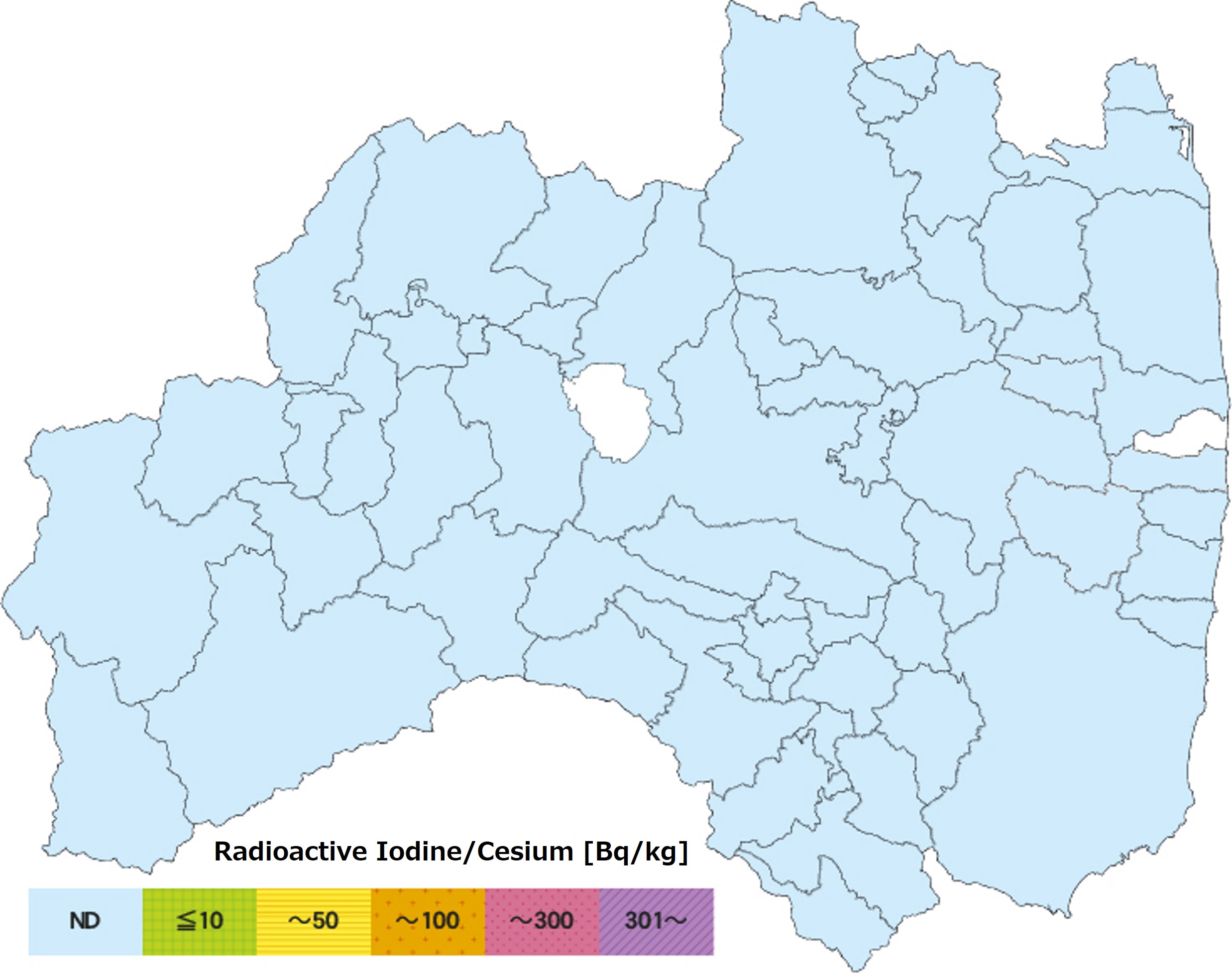 Detected value of radioactive iodine detected in tap water as of March 21, 2011.