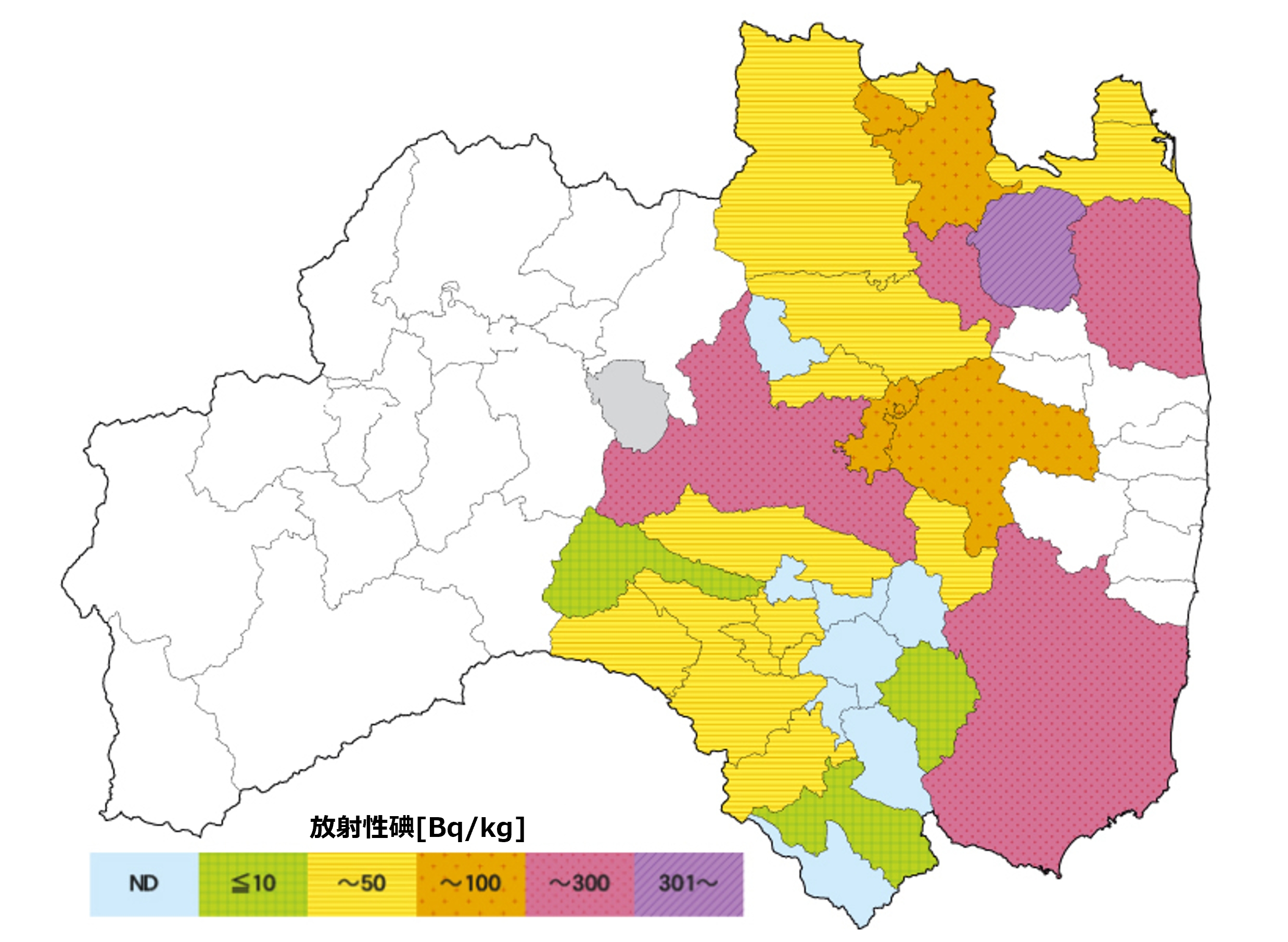 2011年3月21日時的輻射線碘檢測值.