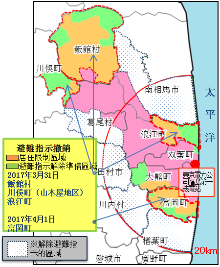 2017年3月　避難指示区域