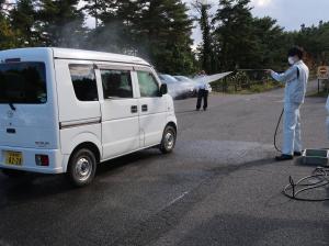 車両消毒の演習