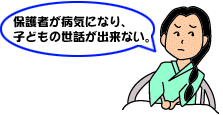 保護者が病気になり、子どもの世話が出来ない。