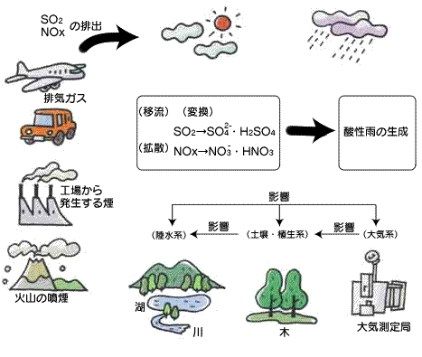 酸性雨発生のしくみ