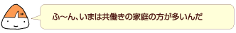 ふ～ん、いまは共働きの家庭の方が多いんだ