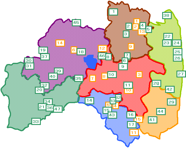 福島県の自然環境保全地域・緑地環境保全地域の位置図