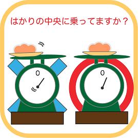 商品は、はかりの乗せ台の中央に置きましよう