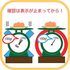 はかりの表示が止まってから、重さが確認されましたか？