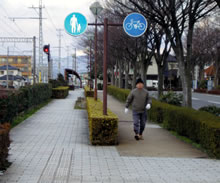 自転車と歩行者を分離した歩道