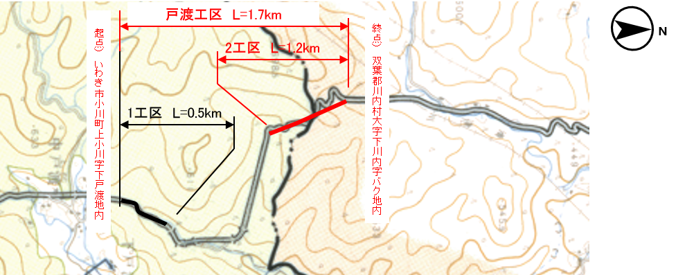 国道399号戸渡工区の地図